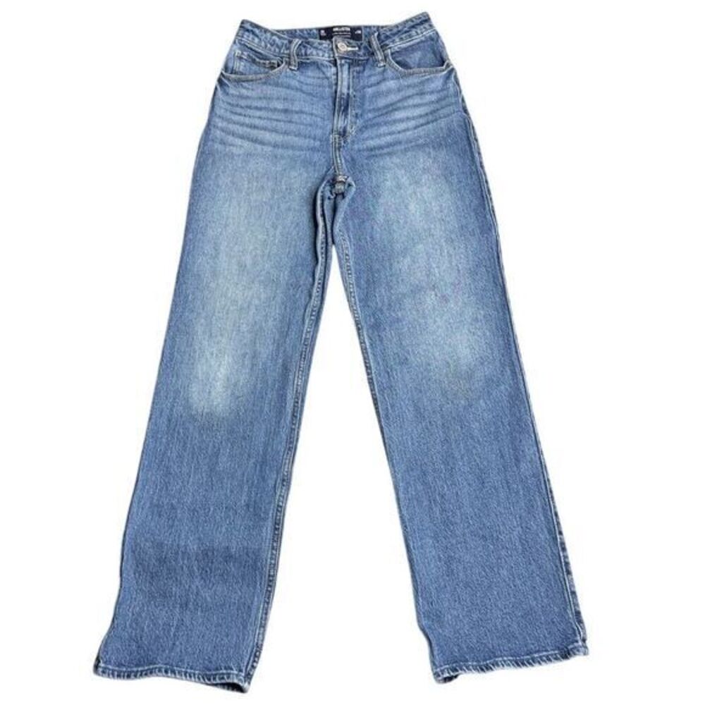 Hollister Ultra High Rise Dad Jeans 26R Vintage Stretch Straight Leg Medium Wash